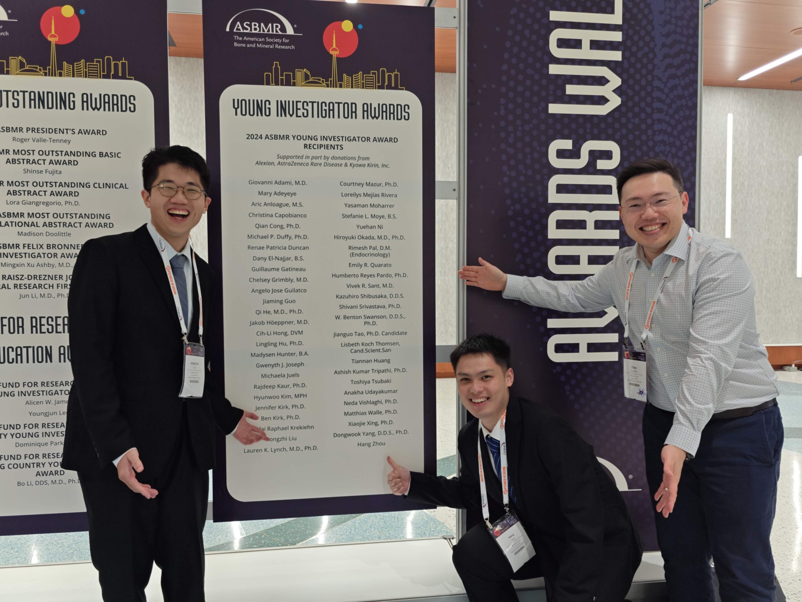 Hang Zhou and Hongzhi Liu received Young Investigator Awards at ASBMR